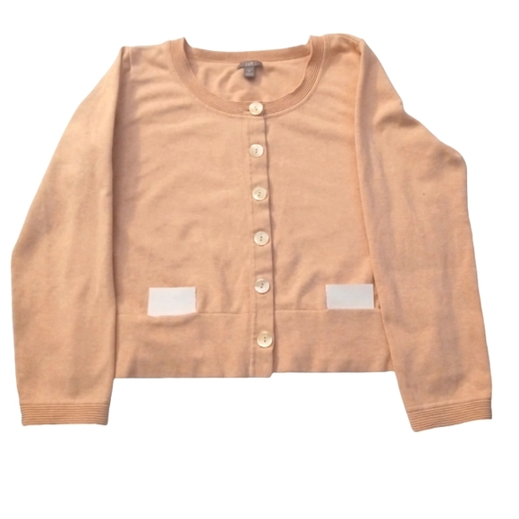 J. Jill Peach Size Medium Scoop Neck Stretch Knit Cardigan Sweater - Picture 3 of 8